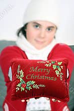 Girl wishing merry Christmas