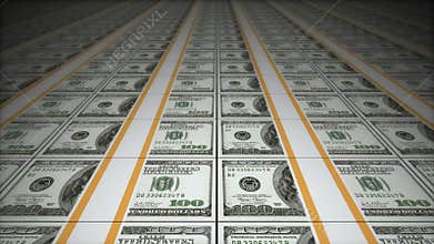 Money conveyor, dollars