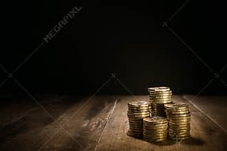 Piles of gold coins