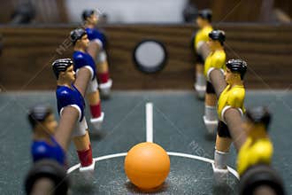 Foosball battle close up