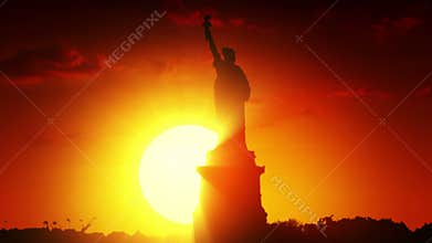 Statue of liberty at sunrise