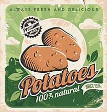 Vintage poster template for potato farm