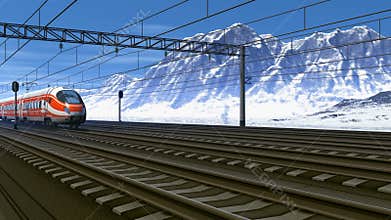 High speed train passing railway station