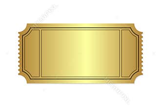 Shiny Golden Ticket With Decorative Borders