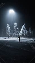 Dance of Solitude: A Snowy Night's Reverie