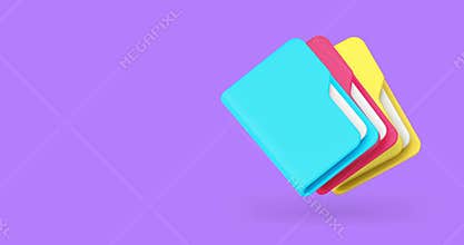 File folder stack with document datum archive paperwork 3d icon animation