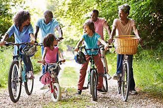 Multi Generation African American Family On Cycle Ride