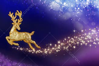 Christmas magic with golden reindeer
