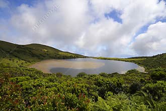 Landscape of Lagoa da Caiadoand lake on the island of Pico in the Azores