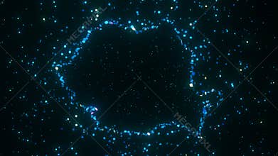 Glowing Blue Particles Forming Romania Map on Dark Background