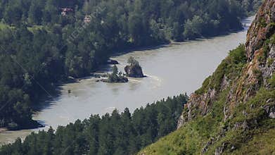 Katun River from Mount Bloody Finger in Altai Krai. Russia.Katun River from Mount Bloody Finger in Altai Krai.