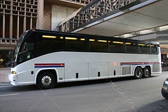 Charter Bus Parked at a Hotel