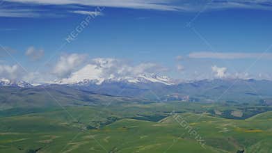 Mount Elbrus and clouds Caucasus mountains