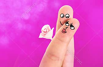 Fingers Painted Valentines Couple