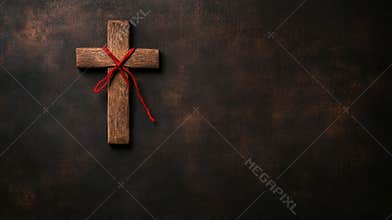 Rustic wooden cross with visible grain texture on background clipart