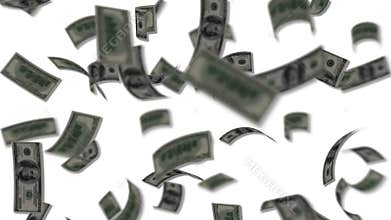 Dollar bills falling like rain