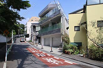 alley and houses in tokyo - japan