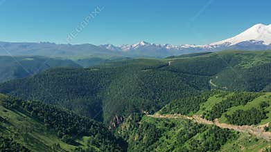 Mount Elbrus and hills Caucasus mountains