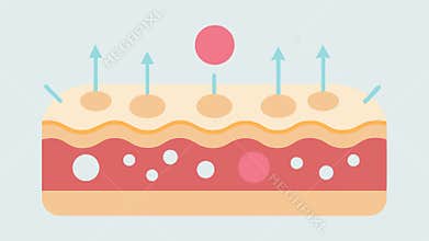 Skin Regeneration Depict a skin layer with arrows leading from exosomes to cells rejuvenating and multiplying portraying