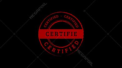 certified stamp certify verified rubber seal mark badge animated alpha channel transparent background resolution