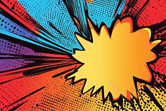 Dynamic comic book background featuring bold colors, action lines, and speech bubbles, perfect for storytelling and