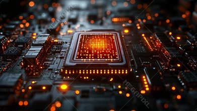 Quantum circuit board showcasing qubit entanglement and coherence principles. Generative AI