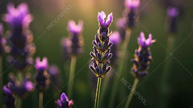 Close Up of Lavender Flowers at Sunset