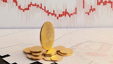 Bitcoin price is down with red graph chart ai generative