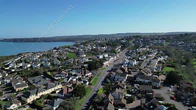 Paignton, Torbay, South Devon, England: DRONE VIEWS: Allotments and houses in the Goodrington area