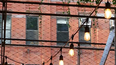 New York City building architecture, house exterior. Red brick facade. High line end, Chelsea, USA.