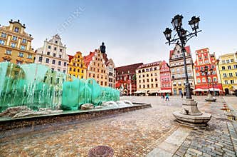 Wroclaw, Poland. The market square with the famous fountain