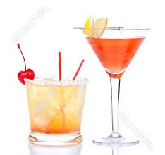 Two cocktails red alcohol cosmopolitan cocktail decorated