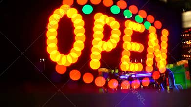 Glowing open neon display