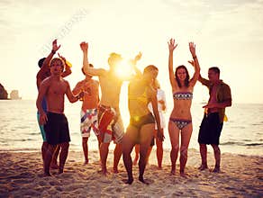 Group of People Party on the Beach