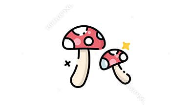 Two cartoon mushrooms animation icon design