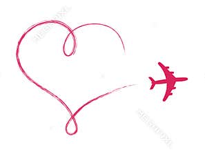 Heart shaped icon in air, made by plane