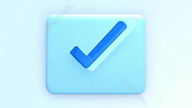 Minimalist Blue Checkmark Icon on Soft Gradient Background. Concept of Approval, Verification, Digital Success, Checkbox, and