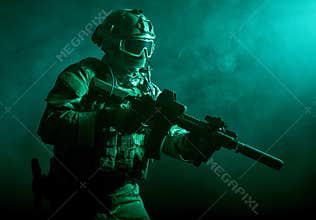 Soldier in the smoke