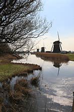 Dutch landscape with windmills