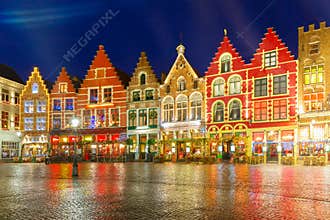 Christmas Old Market square in Bruges