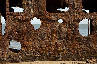 Rusty Steel Shipwreck Textured Surface Abstract Background