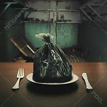 Some food in the garbage package