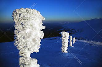 Ice idol in the Carpathian mountains