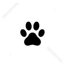 Black dog paw print icon on a plain background