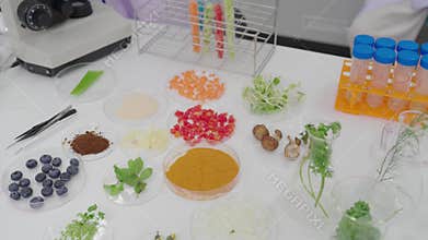 Laboratory quality control testing by food scientists and microbiologists involves analyzing vegetable samples