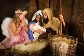 Christmas nativity with angel