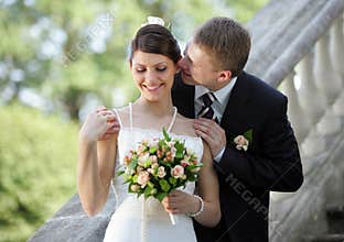 White wedding bride and groom