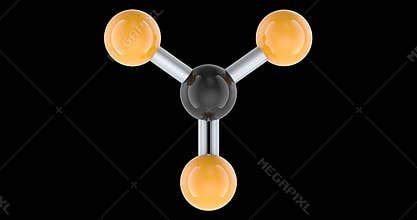 CS3 carbon trisulfide molecule model rotation animation seamlessly loopable. 3D rendering isolated on transparent background