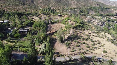 Drone view of hotel in the Andes Mountains
