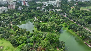 Dense Green Bangladesh City Woodland Area Aerial view